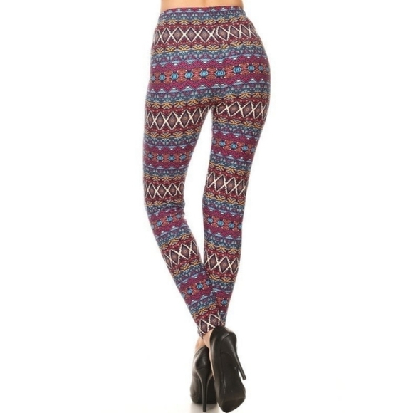 LEGGINGS DEPOT Multi Color Abstract Print full length Leggings Size 12 NWT - Picture 2 of 3